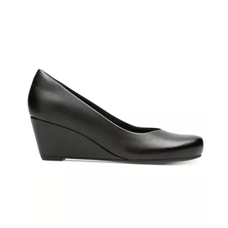 Classic Women's Leather Wedge Heel Pumps - Tcent Shoes